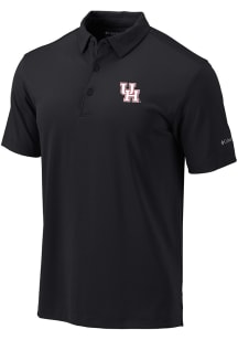 Columbia Houston Cougars Mens Black Heat Seal Omni Wick Drive Short Sleeve Polo