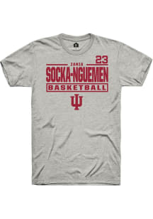 Zania Socka-Nguemen Indiana Hoosiers Ash NIL Stacked Box Short Sleeve Player T Shirt