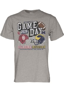 Blue 84 Michigan Wolverines Grey Heather Football vs Oklahoma Sooners Short Sleeve T Shirt