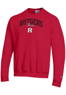 Champion Rutgers Scarlet Knights Mens Red Script Mom Powerblend Long Sleeve Crew Sweatshirt