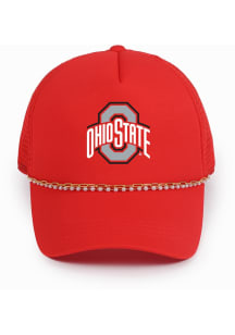 Ohio State Buckeyes White Chain Trucker Ponyback Womens Adjustable Hat