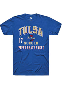 Piper Szafranski  Tulsa Golden Hurricane Blue Rally NIL Arch Logo Short Sleeve T Shirt