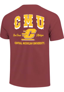 Central Michigan Chippewas Maroon Mascot Layout Short Sleeve T Shirt