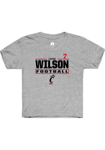 Logan Wilson Cincinnati Bearcats Youth Grey NIL Stacked Box Player Tee