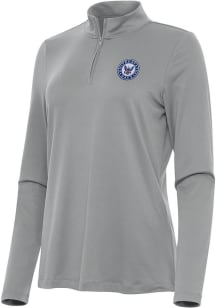 Antigua Navy Womens Ash Reprocess Recycled Qtr Zip Pullover