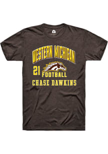 Chase Dawkins Western Michigan Broncos Brown Football NIL Arch Logo Short Sleeve Player T Shirt