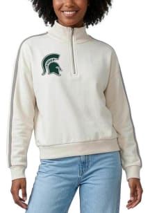 Michigan State Spartans Womens White Varsity Qtr Zip