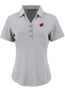 Cutter and Buck Wisconsin Badgers Womens Ash Forge Eco Polo Short Sleeve Polo Shirt