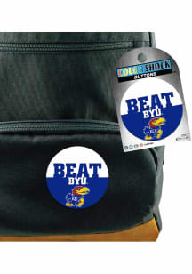 Kansas Jayhawks BEAT BYU 3in Button - Blue