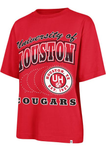 47 Houston Cougars Womens Red Shimmer Shot Short Sleeve T-Shirt