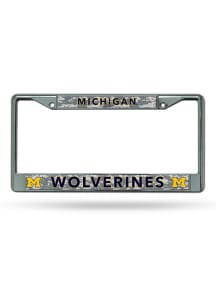 Michigan Wolverines Camo Decal Chrome License Plate Frame - Silver