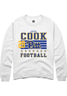 Justin Cook Pitt Panthers Mens White Football NIL Striped Player Crew