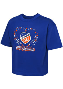 FC Cincinnati Girls Blue Heart Sparkle Short Sleeve Tee
