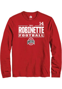 Trey Robinette Ohio State Buckeyes Red Football NIL Stacked Box Long Sleeve Player T Shirt