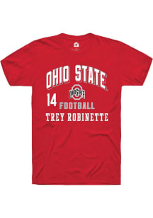 Trey Robinette Ohio State Buckeyes Red Football NIL Arch Logo Short Sleeve Player T Shirt