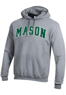 Champion George Mason University Mens Grey Powerblend Hood Long Sleeve Hoodie