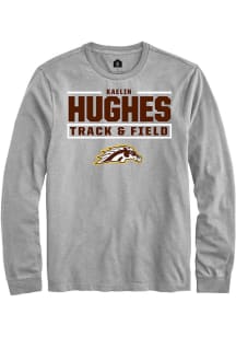 Kaelin Hughes Western Michigan Broncos Grey NIL Stacked Box Long Sleeve Player T Shirt