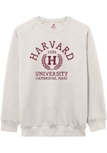 League Harvard Crimson Mens White Block H Long Sleeve Crew Sweatshirt