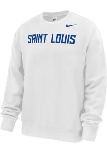 Nike Saint Louis Billikens Mens White Club Fleece Wordmark Long Sleeve Crew Sweatshirt