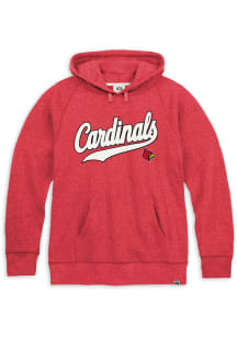 Rally Louisville Cardinals Mens Red Heather Triblend Cardinals Script Long Sleeve Hoodie