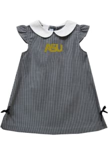 Vive La Fete Alabama State Hornets Toddler Girls Black Gingham Short Sleeve Dress