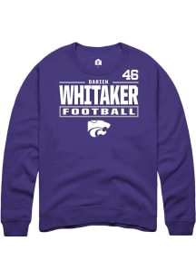 Darien Whitaker K-State Wildcats Mens Purple Football NIL Stacked Box Player Crew