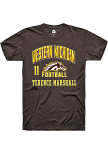 Terence Marshall Western Michigan Broncos Brown Football NIL Arch Logo Short Sleeve Player T Shirt