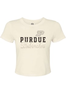 Summit Sportswear Purdue Boilermakers Womens Natural Rhinestone Short Sleeve T-Shirt