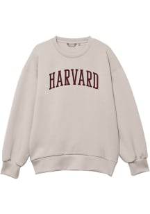 Harvard Crimson Womens Oatmeal Monterey Crew Sweatshirt