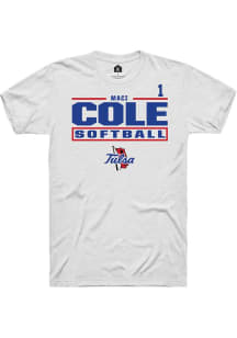 Maci Cole Tulsa Golden Hurricane White NIL Stacked Box Short Sleeve Player T Shirt