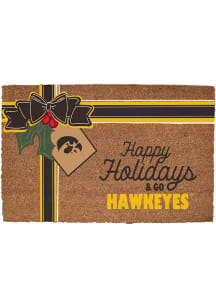 Iowa Hawkeyes Holiday Bow 19.5x29.5 Door Mat