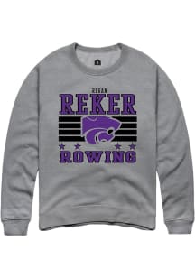 Regan Reker K-State Wildcats Mens Grey NIL Striped Player Crew