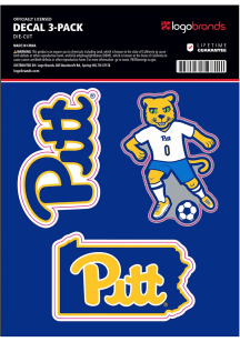 Pitt Panthers 3 Pack Roc Collection Soccer Mascot Auto Decal - Blue