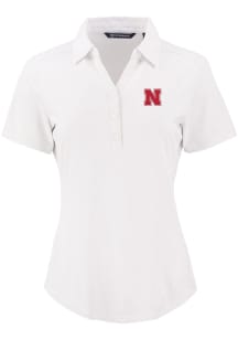 Cutter and Buck Nebraska Cornhuskers Womens White Forge Eco Polo Short Sleeve Polo Shirt