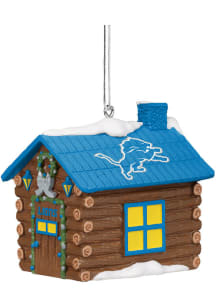 Detroit Lions Resin Log Cabin Ornament - Blue
