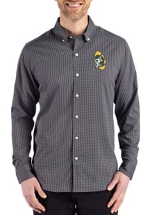 Cutter and Buck Green Bay Packers Mens Black Historic Gingham LS Woven Long Sleeve Dress Shirt