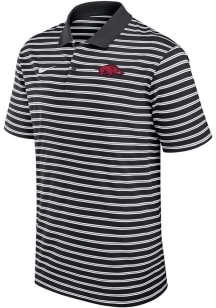 Nike Arkansas Razorbacks Mens Black Primary Victory Stripe Short Sleeve Polo