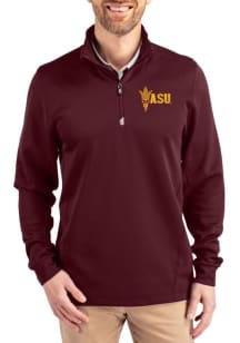 Cutter and Buck Arizona State Sun Devils Mens Maroon Traverse Long Sleeve Qtr Zip Pullover