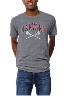 League Harvard Crimson Grey Heather HARVARD ARCH LACROSSE STICKS ICON LACROSSE Short Sleeve Fashio..
