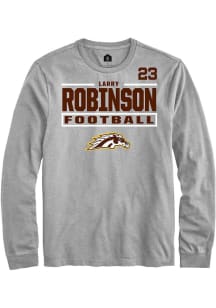 Larry Robinson Western Michigan Broncos Grey Football NIL Stacked Box Long Sleeve Player T Shirt