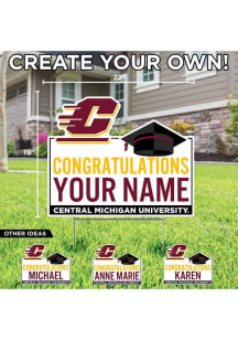 Central Michigan Chippewas Personalized Congratulations Grad Yard Sign - White