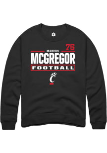 Marcus McGregor Cincinnati Bearcats Mens Black Football NIL Stacked Box Player Crew
