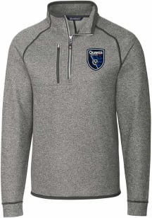 Cutter and Buck San Jose Earthquakes Mens Grey Mainsail Long Sleeve Qtr Zip Pullover
