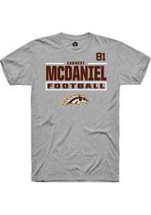 Earnest McDaniel Western Michigan Broncos Grey Football NIL Stacked Box Short Sleeve Player T Shir..