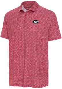 Antigua Georgia Bulldogs Mens Red Botanic Short Sleeve Polo