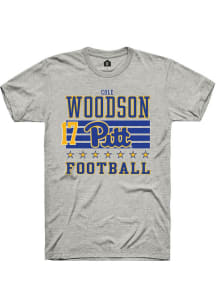 Cole Woodson Pitt Panthers Ash Football NIL Striped Short Sleeve Player T Shirt