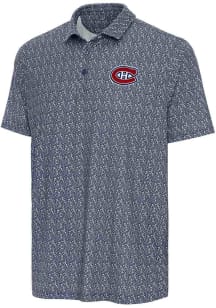 Antigua Montreal Canadiens Mens Navy Blue Botanic Short Sleeve Polo