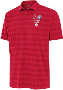 Antigua Indiana Hoosiers Mens Crimson 2026 Peach Bowl Champions Tunnel Short Sleeve Polo