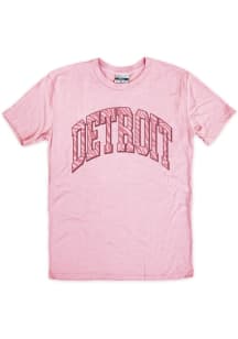 Where I’m From Detroit Womens Pink Pink Tiger Stripe Short Sleeve T-Shirt