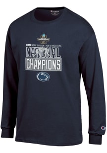 Champion Penn State Nittany Lions Navy Blue Wrestling National Champs Jersey Long Sleeve T Shirt